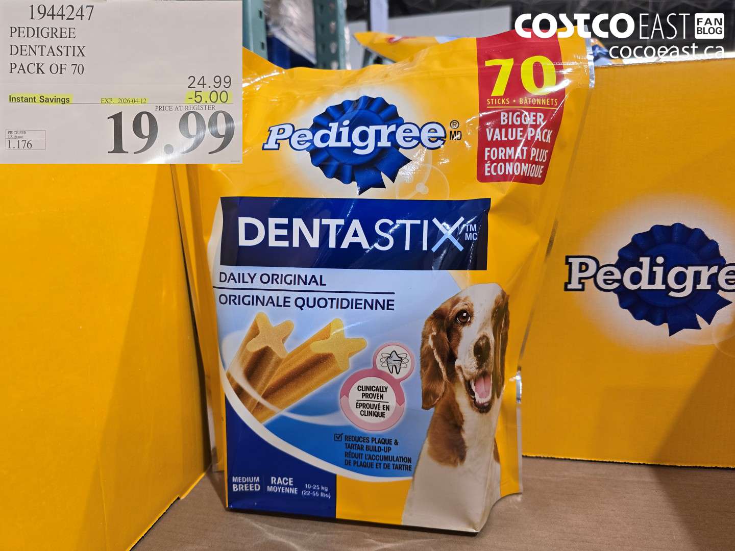1944247 PEDIGREE DENTASTIX PACK OF 70 ($5.00 INSTANT SAVINGS EXPIRES ON 2026-04-12) $19.99