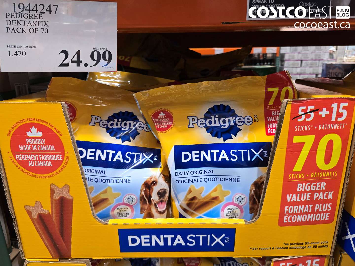 1944247 PEDIGREE DENTASTIX PACK OF 70 $24.99