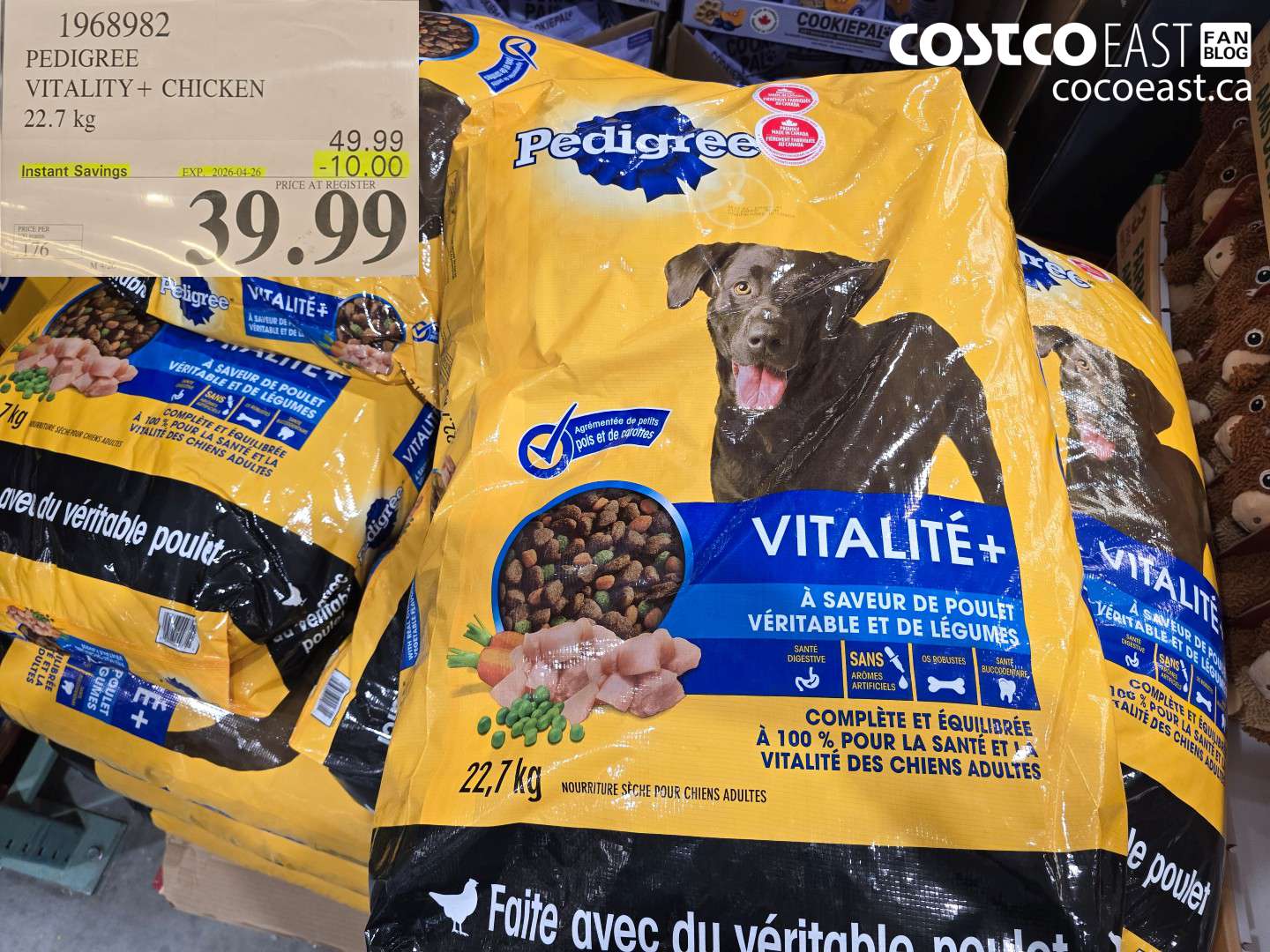 1968982 PEDIGREE VITALITY + CHICKEN 22.7 KG ($10.00 INSTANT SAVINGS EXPIRES ON 2026-04-26) $39.99