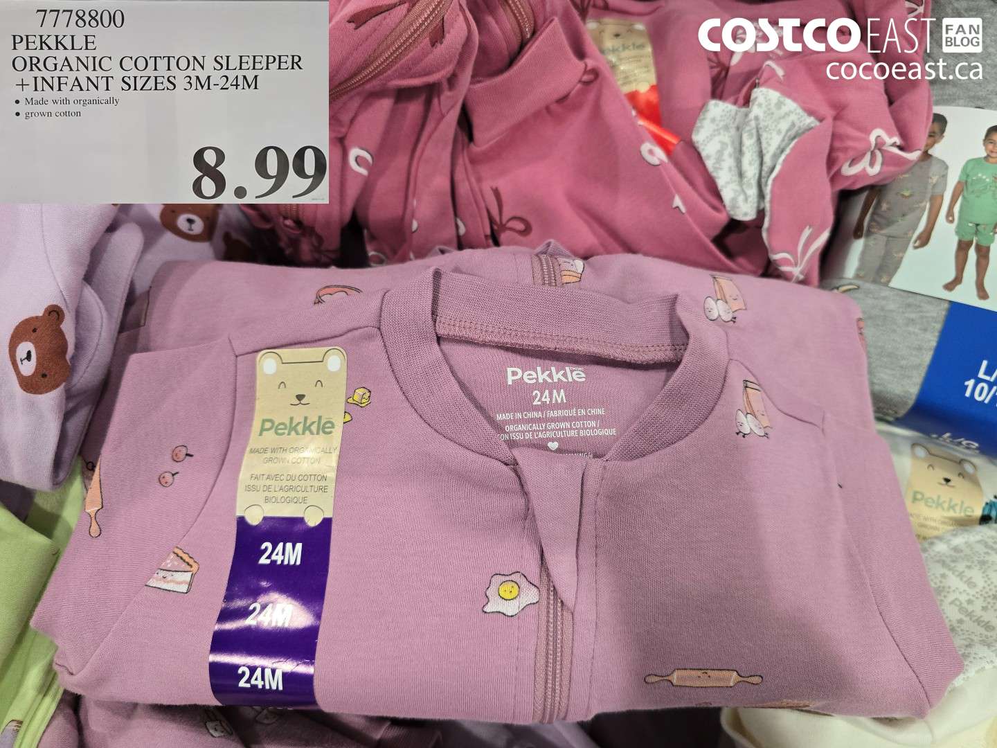 7778800 PEKKLE ORGANIC COTTON SLEEPER + INFANT SIZES 3M-24M $8.99