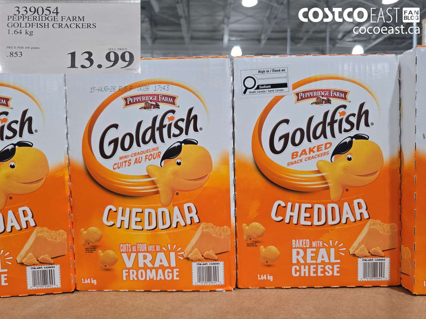 339054 PEPPERIDGE FARM GOLDFISH CRACKERS 1.64 KG $13.99