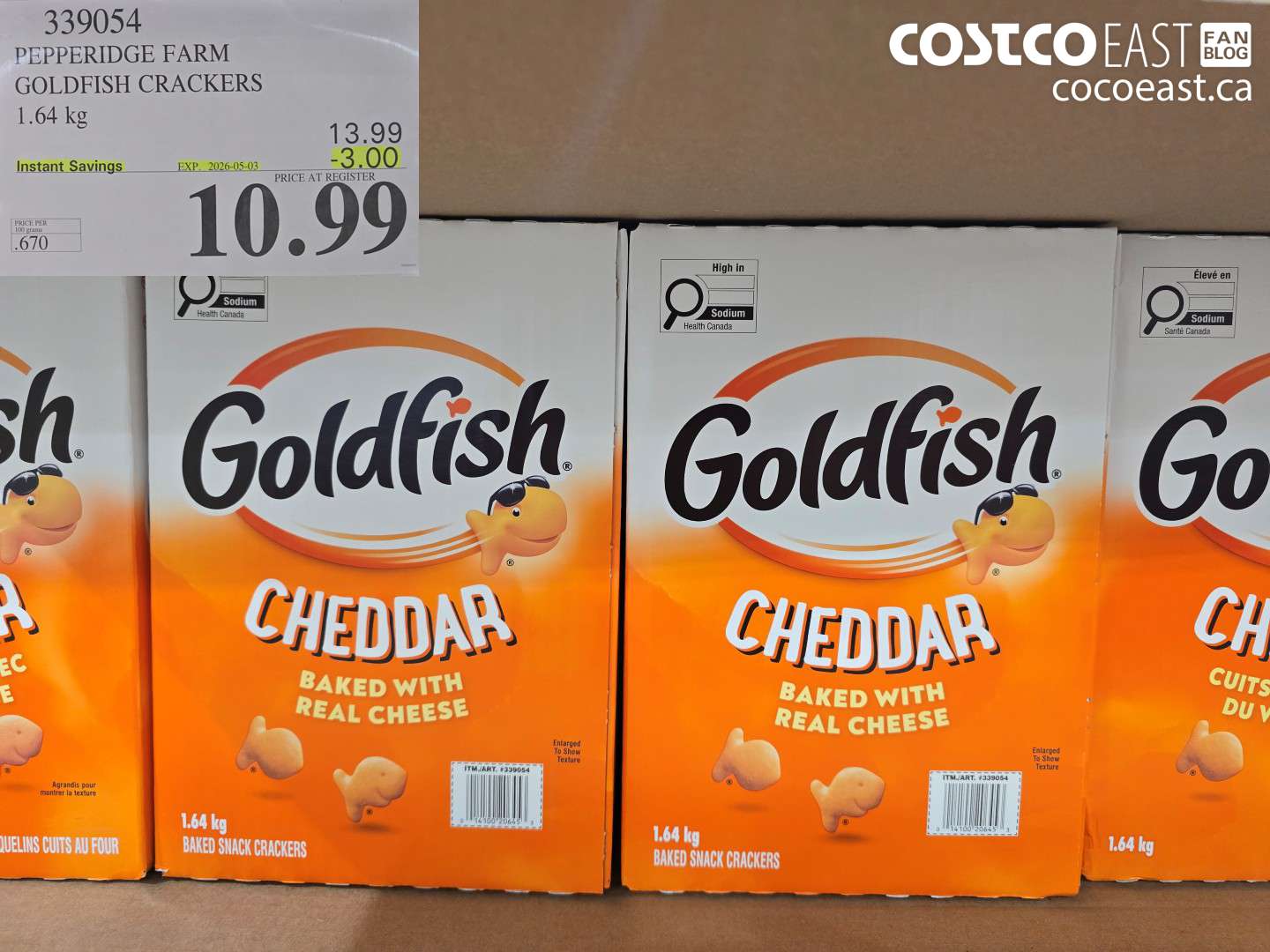 339054 PEPPERIDGE FARM GOLDFISH CRACKERS 1.64 KG ($3.00 INSTANT SAVINGS EXPIRES ON 2026-05-03) $10.99