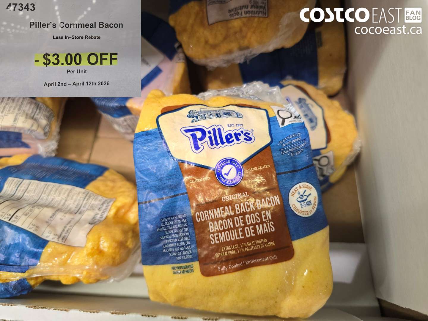 47343 PILLER'S CORNMEAL BACON ($3.00 INSTANT SAVINGS)