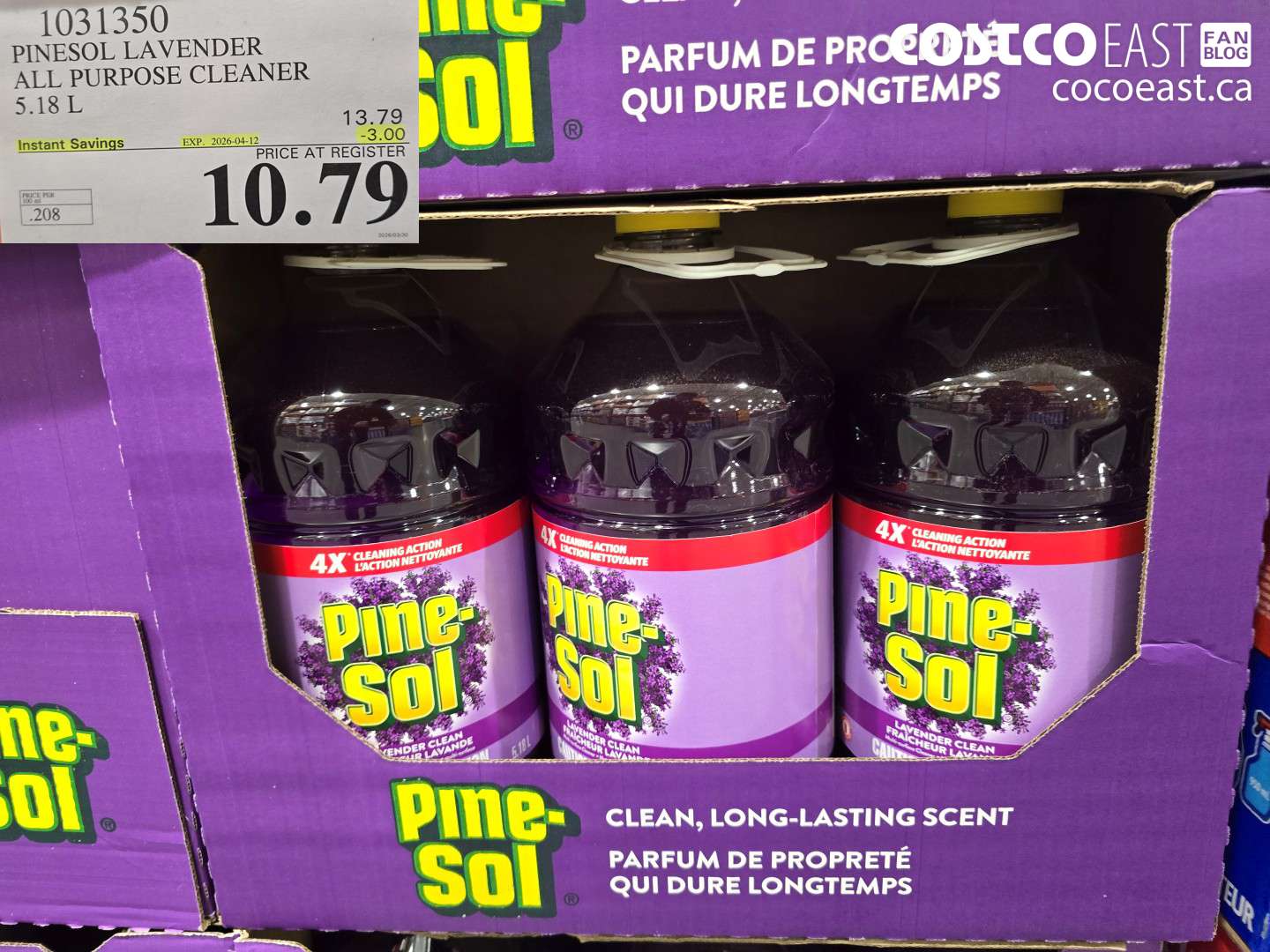 1031350 PINESOL LAVENDER ALL PURPOSE CLEANER 5.18 L ($3.00 INSTANT SAVINGS EXPIRES ON 2026-04-12) $10.79