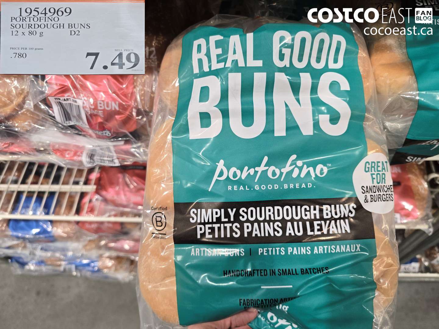 1954969 PORTOFINO SOURDOUGH BUNS 12 X 80 G $7.49