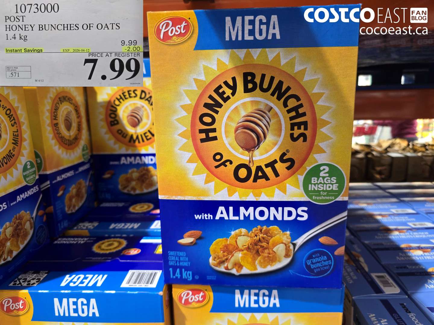 1073000 POST HONEY BUNCHES OF OATS 1.4 KG ($2.00 INSTANT SAVINGS EXPIRES ON 2026-04-12) $7.99