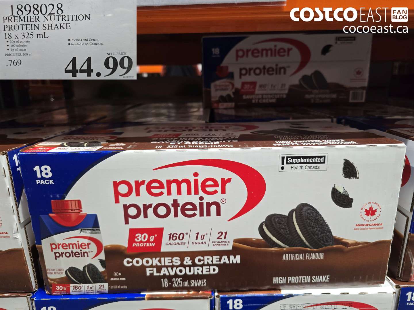 1898028 PREMIER NUTRITION PROTEIN SHAKE 18 X 325 ML $44.99