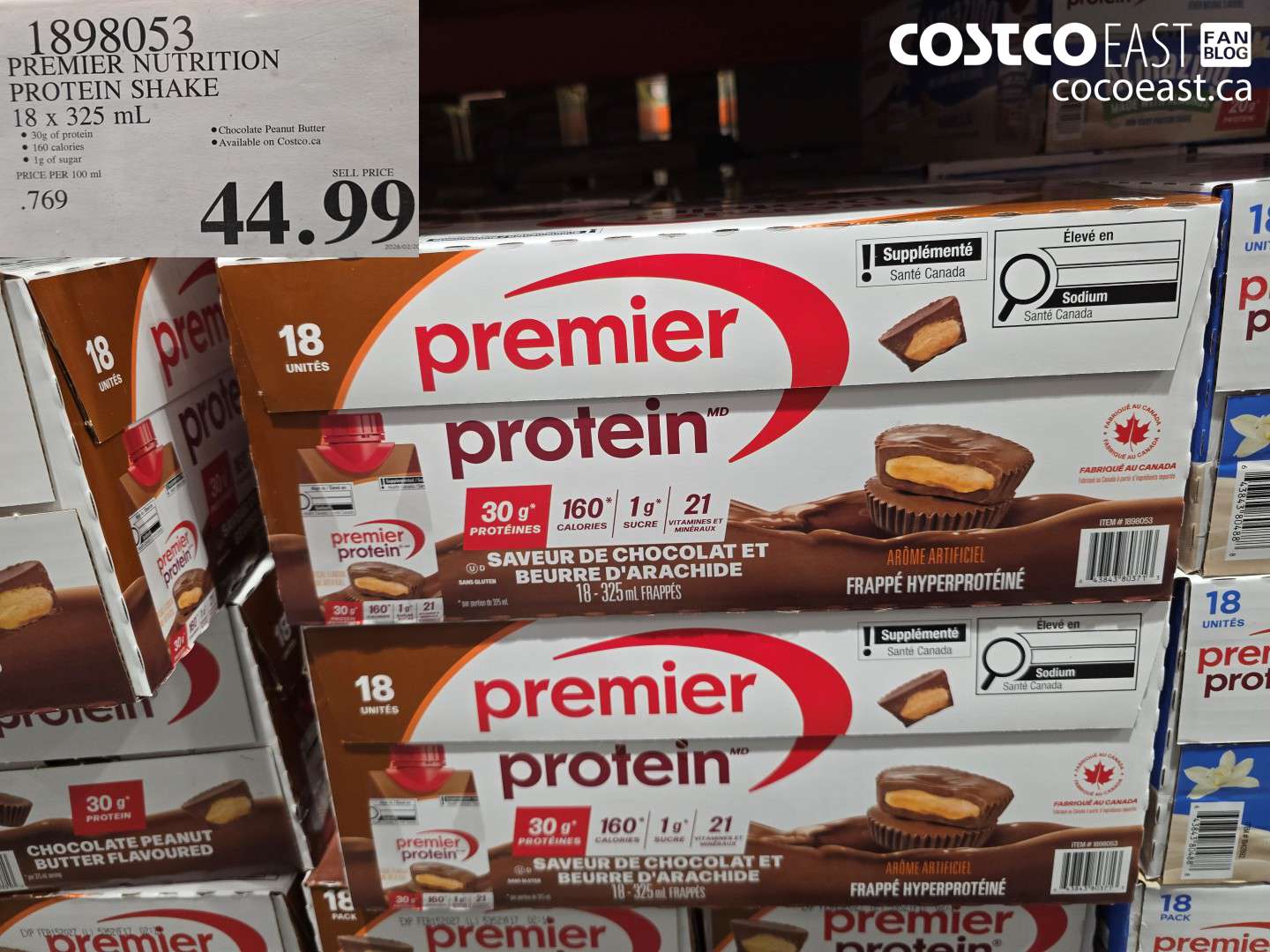 1898053 PREMIER NUTRITION PROTEIN SHAKE 18 X 325 ML $44.99