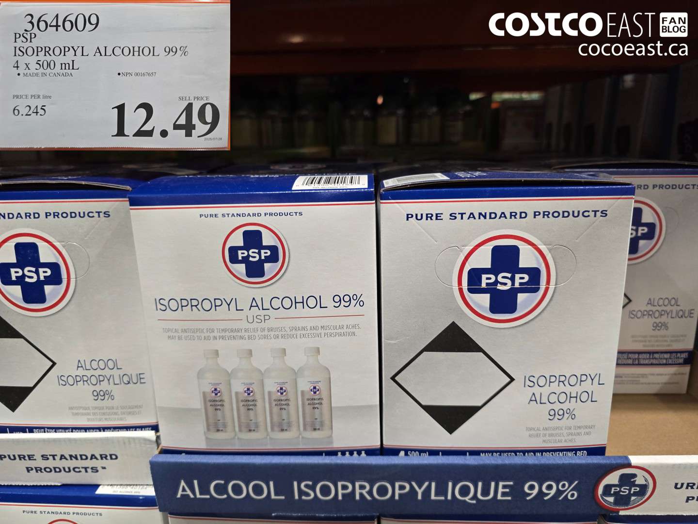 364609 PSP ISOPROPYL ALCOHOL 99% 4 X 500 ML $12.49