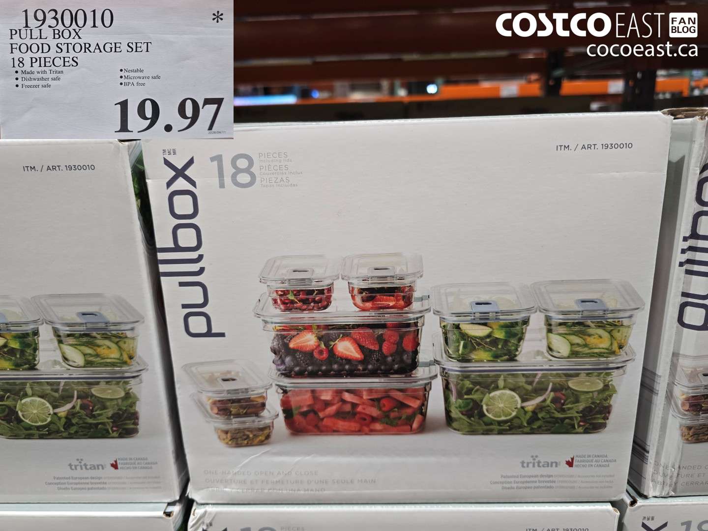 1930010 PULL BOX FOOD STORAGE SET 18 PIECES $19.97