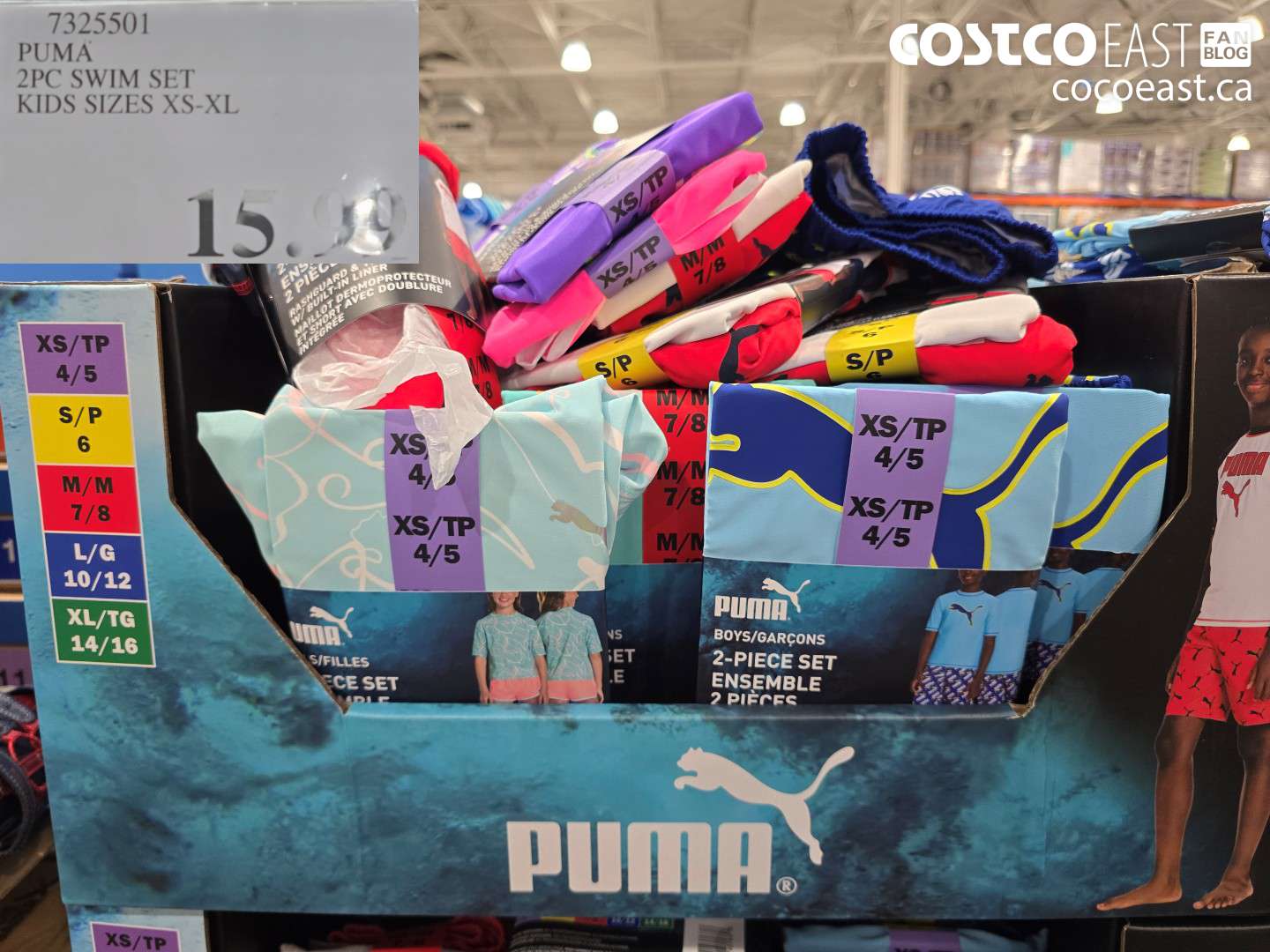 7325501 PUMA 2PC SWIM SET KIDS SIZES XS-XL $15.99