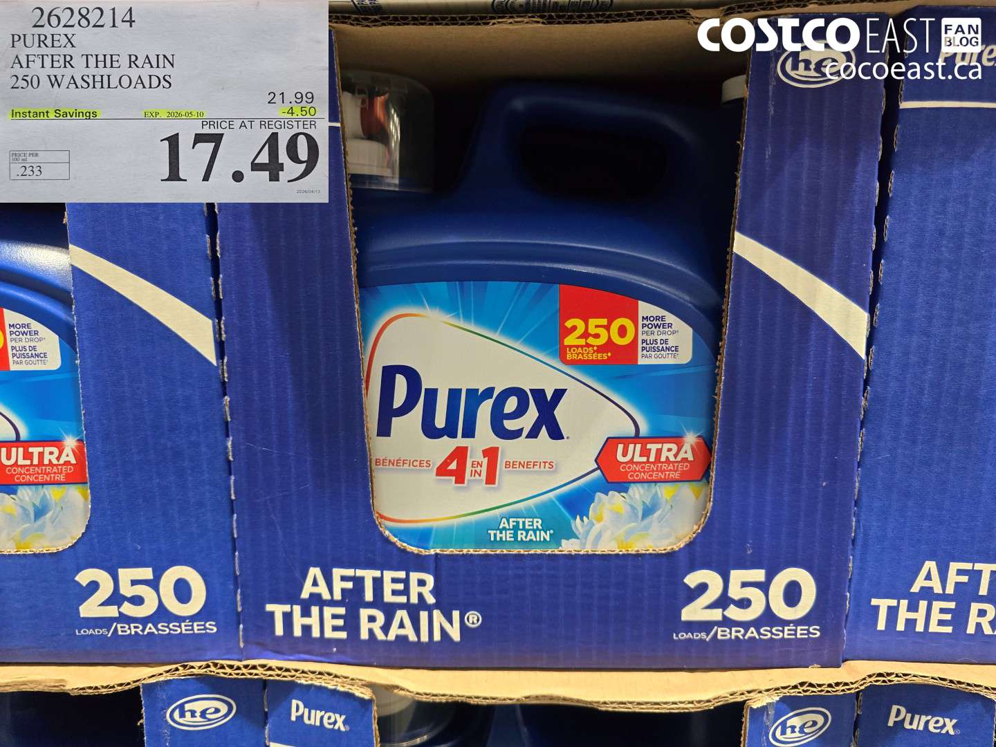 2628214 PUREX AFTER THE RAIN 250 WASHLOADS ($4.50 INSTANT SAVINGS EXPIRES ON 2026-05-10) $17.49