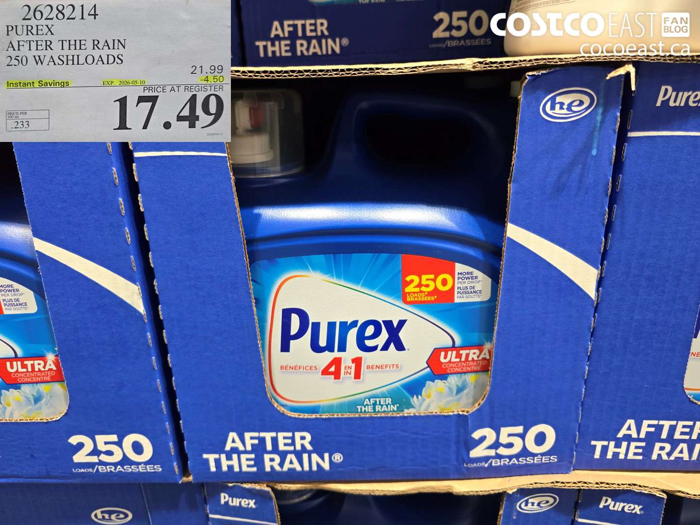 2628214 PUREX AFTER THE RAIN 250 WASHLOADS ($4.50 INSTANT SAVINGS EXPIRES ON 2026-05-10) $17.49
