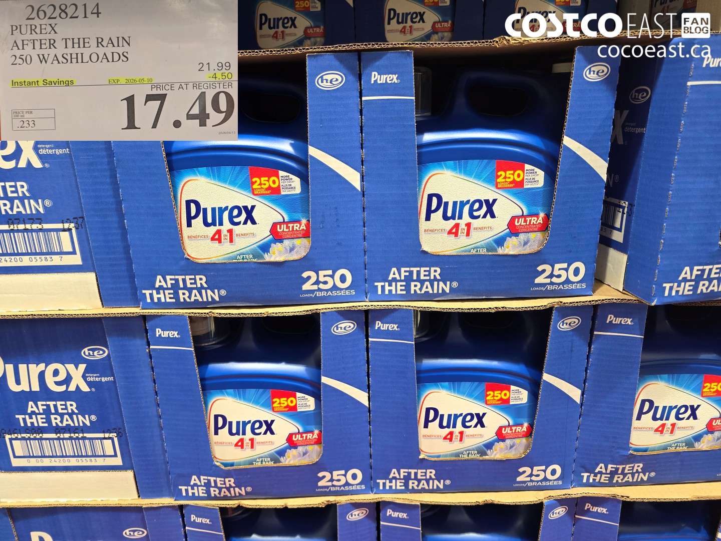 2628214 PUREX AFTER THE RAIN 250 WASHLOADS ($4.50 INSTANT SAVINGS EXPIRES ON 2026-05-10) $17.49