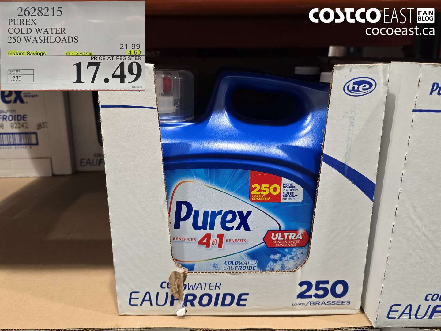 2628215 PUREX COLD WATER 250 WASHLOADS ($4.50 INSTANT SAVINGS EXPIRES ON 2026-05-10) $17.49
