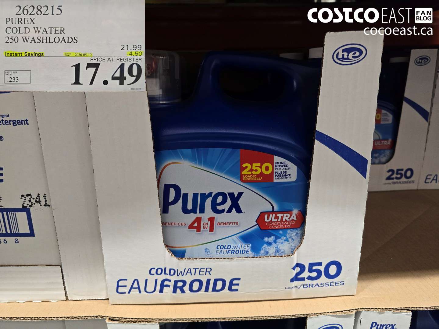 2628215 PUREX COLD WATER 250 WASHLOADS ($4.50 INSTANT SAVINGS EXPIRES ON 2026-05-10) $17.49