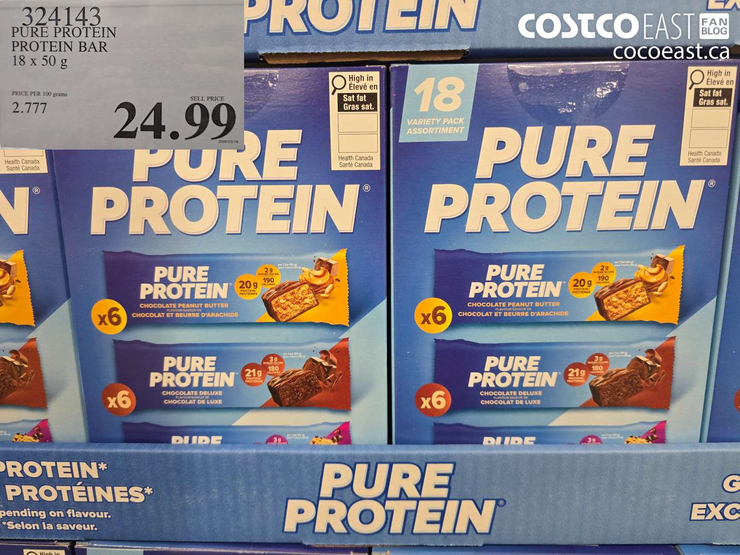 324143 PURE PROTEIN PROTEIN BAR 18 X 50 G $24.99