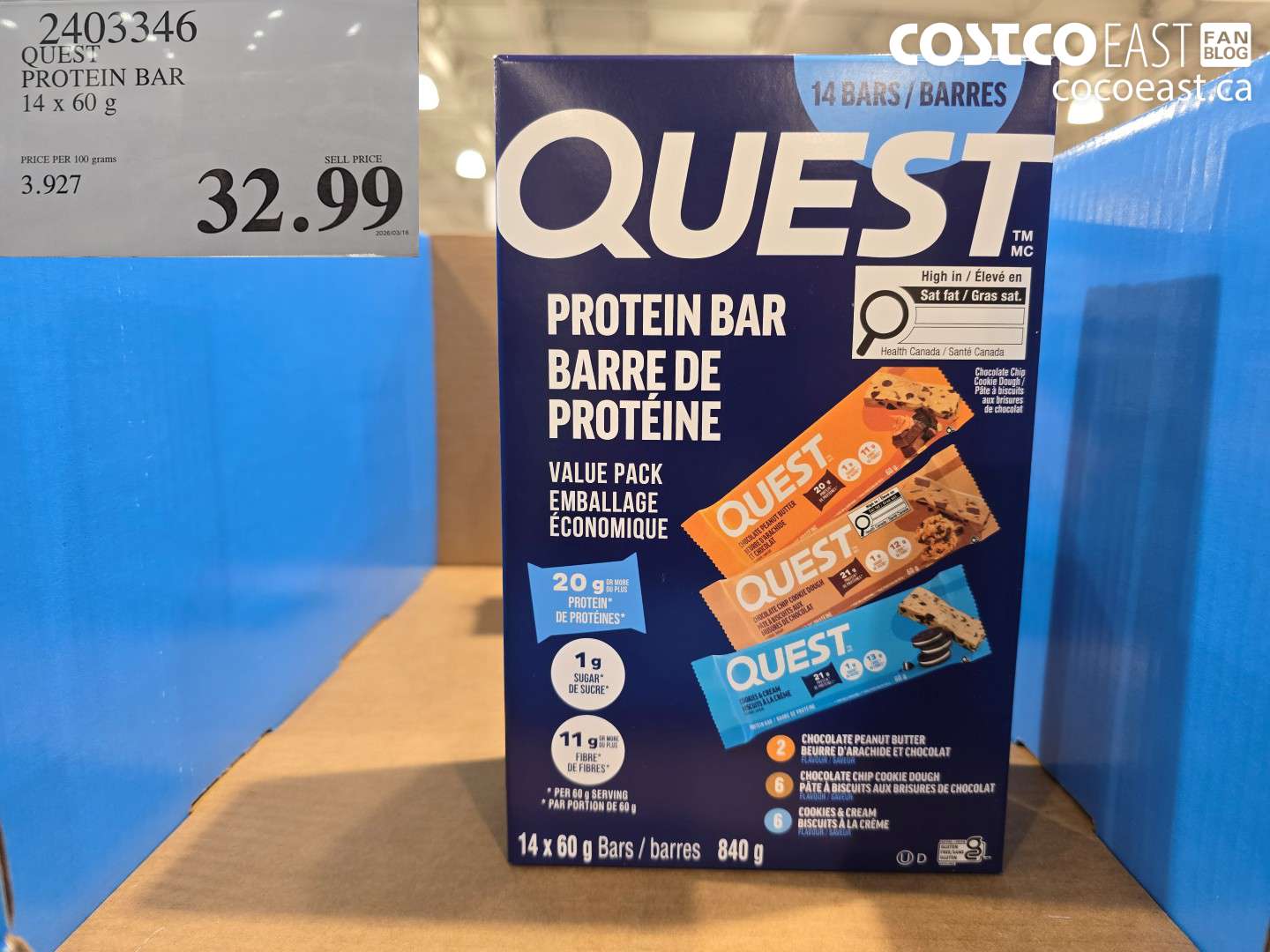 2403346 QUEST PROTEIN BAR 14 X 60 G $32.99