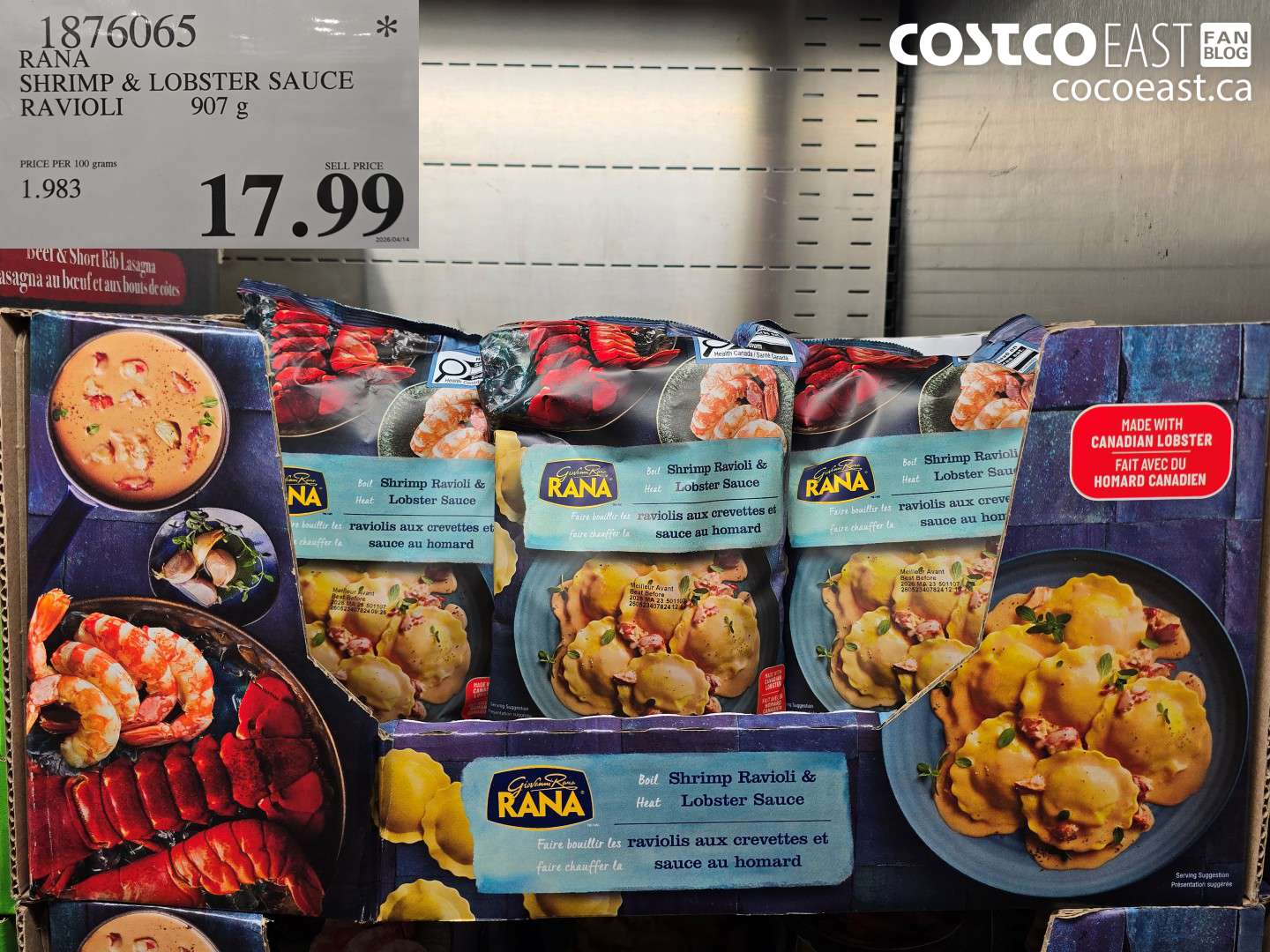 1876065 RANA SHRIMP & LOBSTER SAUCE RAVIOLI 907 G $17.99