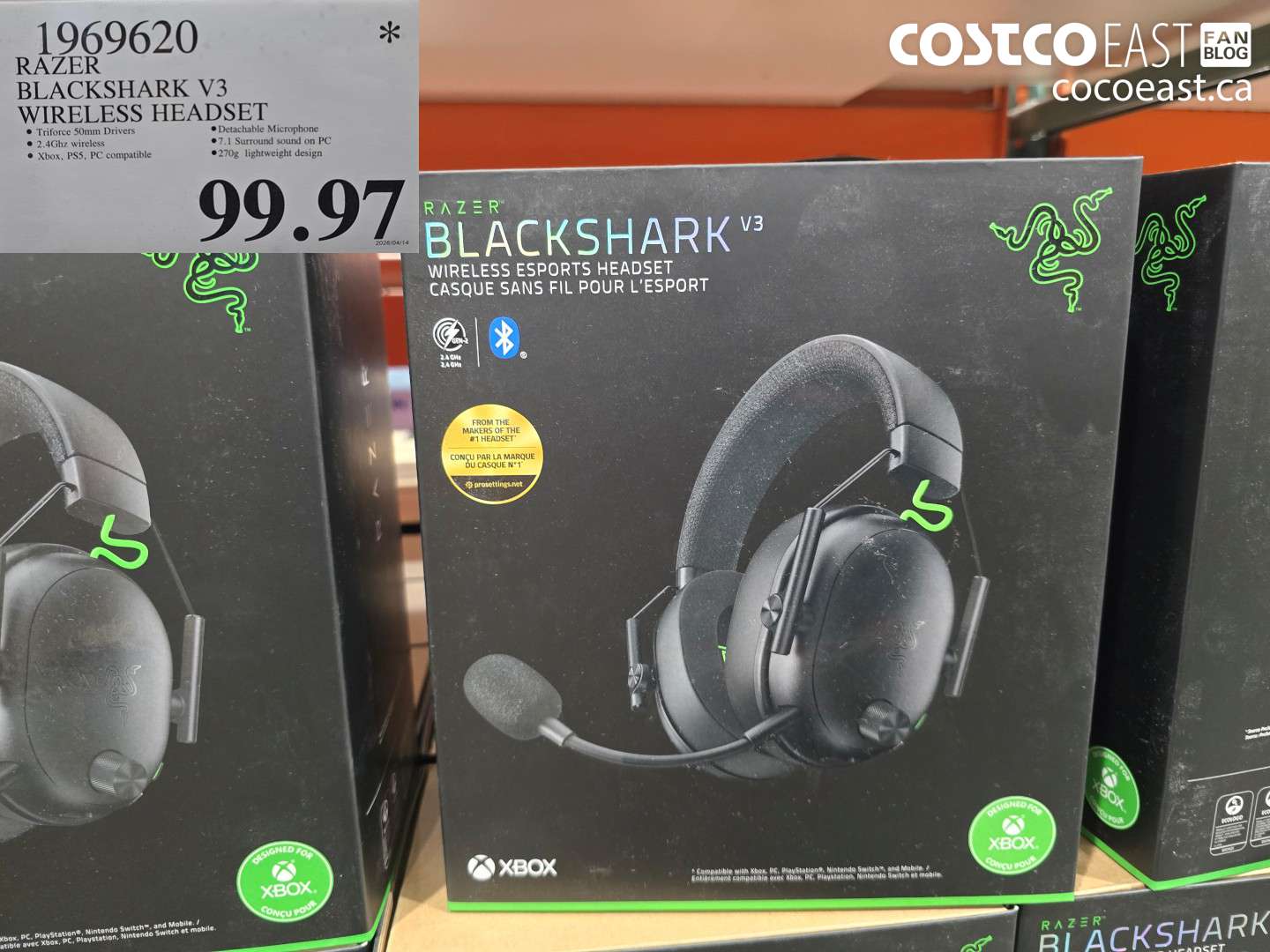 1969620 RAZER BLACKSHARK V3 WIRELESS HEADSET $99.97