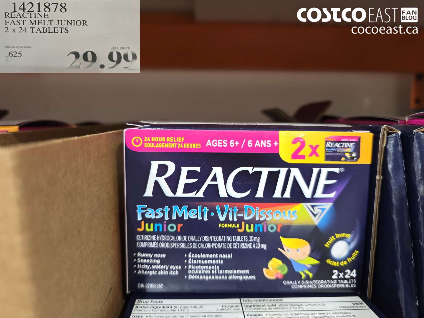 1421878 REACTINE FAST MELT JUNIOR 2 X 24 TABLETS $29.99