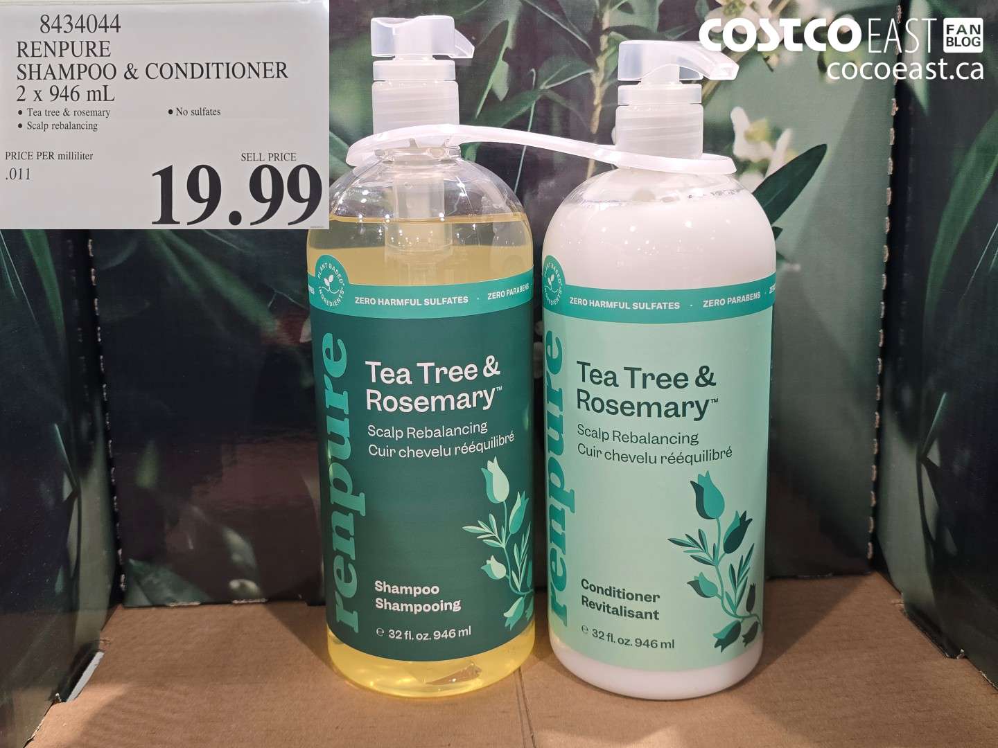 8434044 RENPURE SHAMPOO & CONDITIONER 2 X 946 ML $19.99