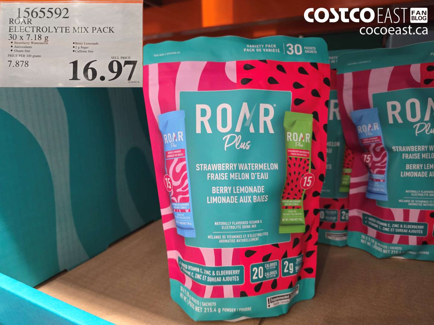 1565592 ROAR ELECTOLYTE MIX PACK 30 X 7.18 G $16.97