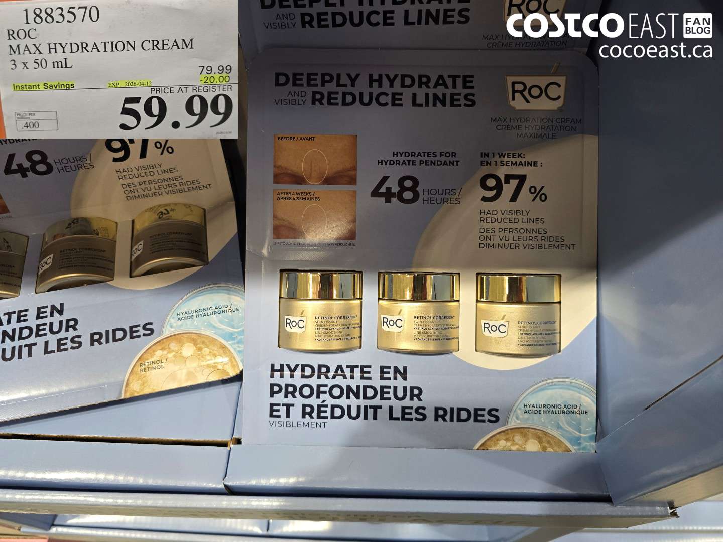 1883570 ROC MAX HYDRATION CREAM 3 X 50 ML ($20.00 INSTANT SAVINGS EXPIRES ON 2026-04-12) $59.99