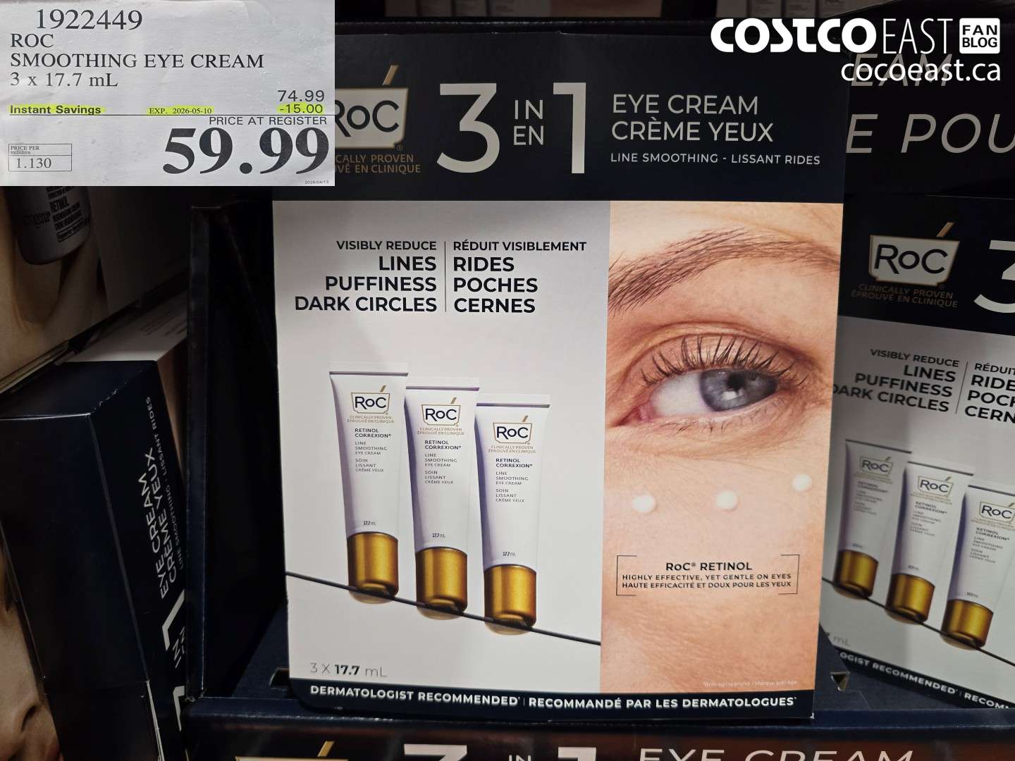 192249 ROC SMOOTHING EYE CREAM 3 X 17.7 ML ($15.00 INSTANT SAVINGS EXPIRES ON 2026-05-10) $59.99