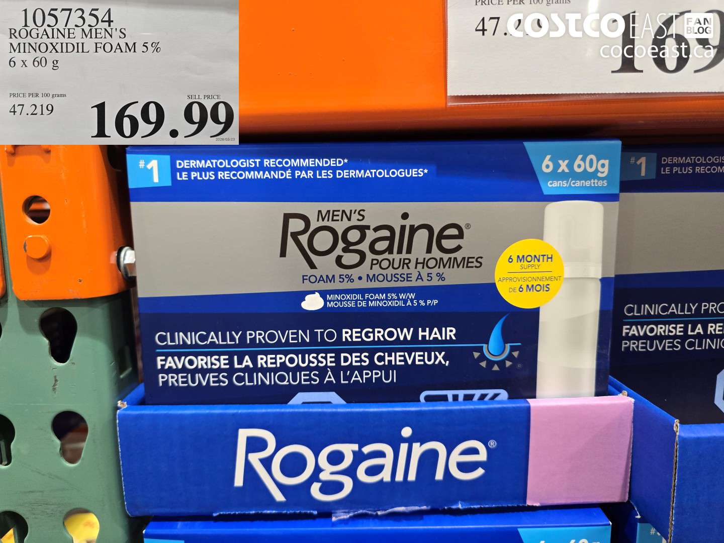 1057354 ROGAINE MEN'S MINOXIDIL FOAM 5% 6 X 60 G $169.99