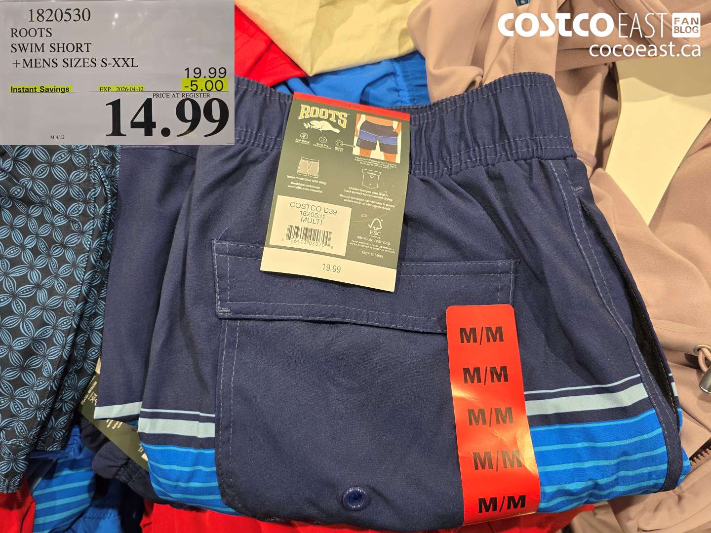 1820530 ROOTS SWIM SHORT + MENS SIZES S-XXL ($5.00 INSTANT SAVINGS EXPIRES ON 2026-04-12) $14.99