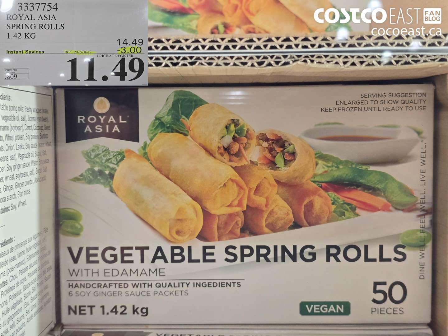 3337754 ROYAL ASIA SPRING ROLLS 1.42 KG ($3.00 INSTANT SAVINGS EXPIRES ON 2026-04-12) $11.49