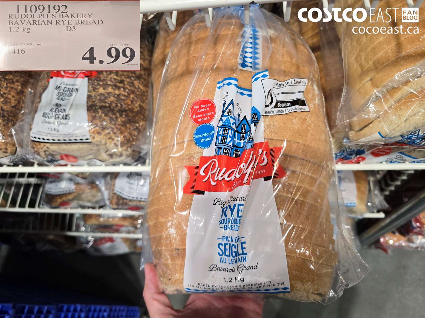 1109192 RUDOLPH'S BAKERY BAVARIAN RYE BREAD 1.2 KG $4.99