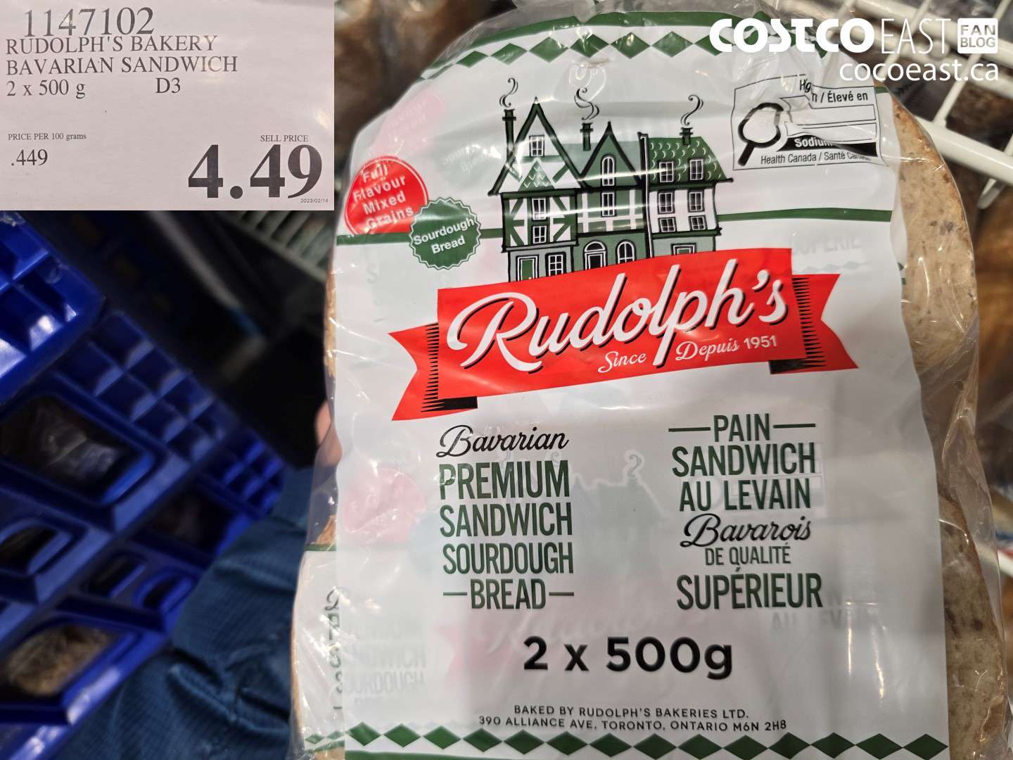 1147102 RUDOLPH'S BAKERY BAVARIAN SANDWICH 2 X 500 G $4.49