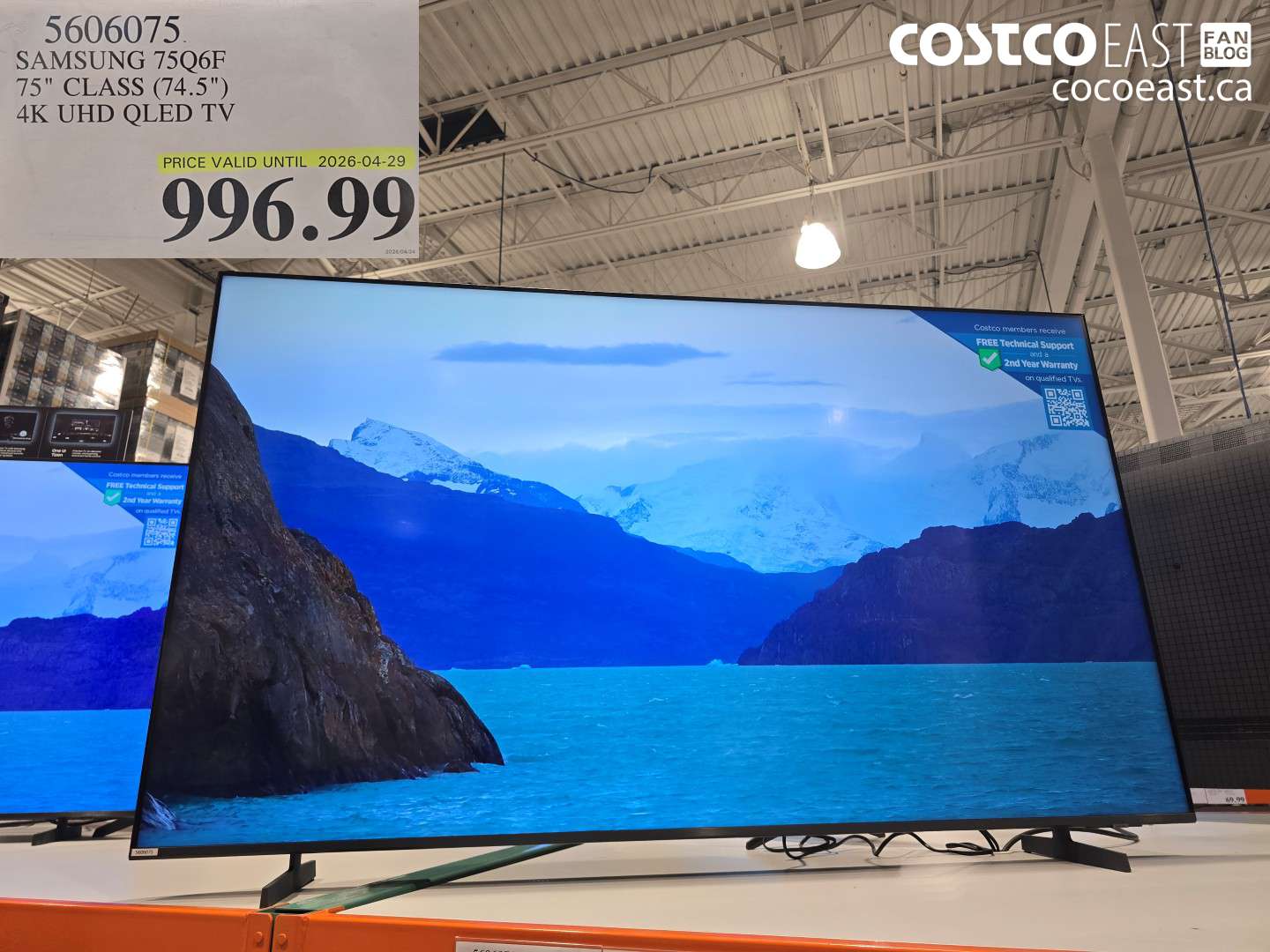 5606075 SAMSUNG 75QF 75 CLASS (74.5) 4K UHD QLED TV $996.99