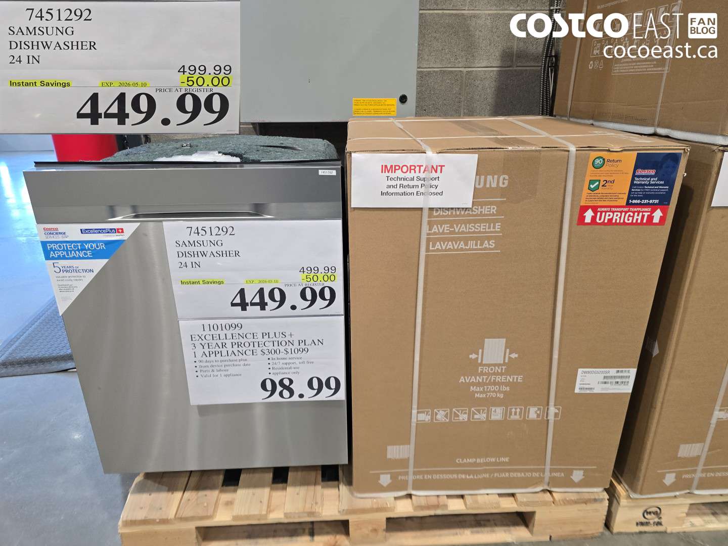 7451292 SAMSUNG DISHWASHER 24 IN ($50.00 INSTANT SAVINGS EXPIRES ON 2026-05-10) $449.99