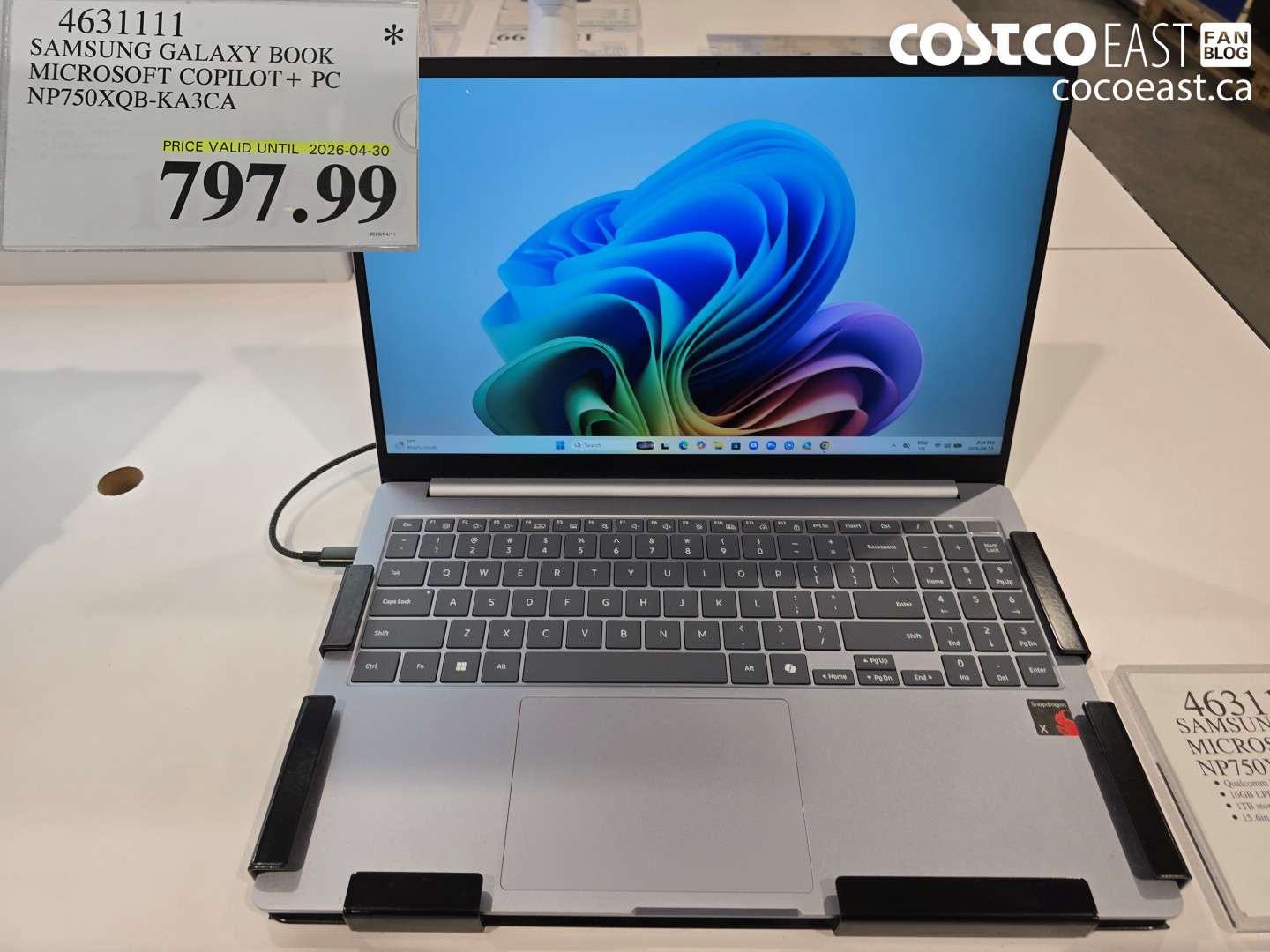 4631111 SAMSUNG GALAXY BOOK MICROSOFT COPILOT + PC NP750XQB-KA3CA $797.99
