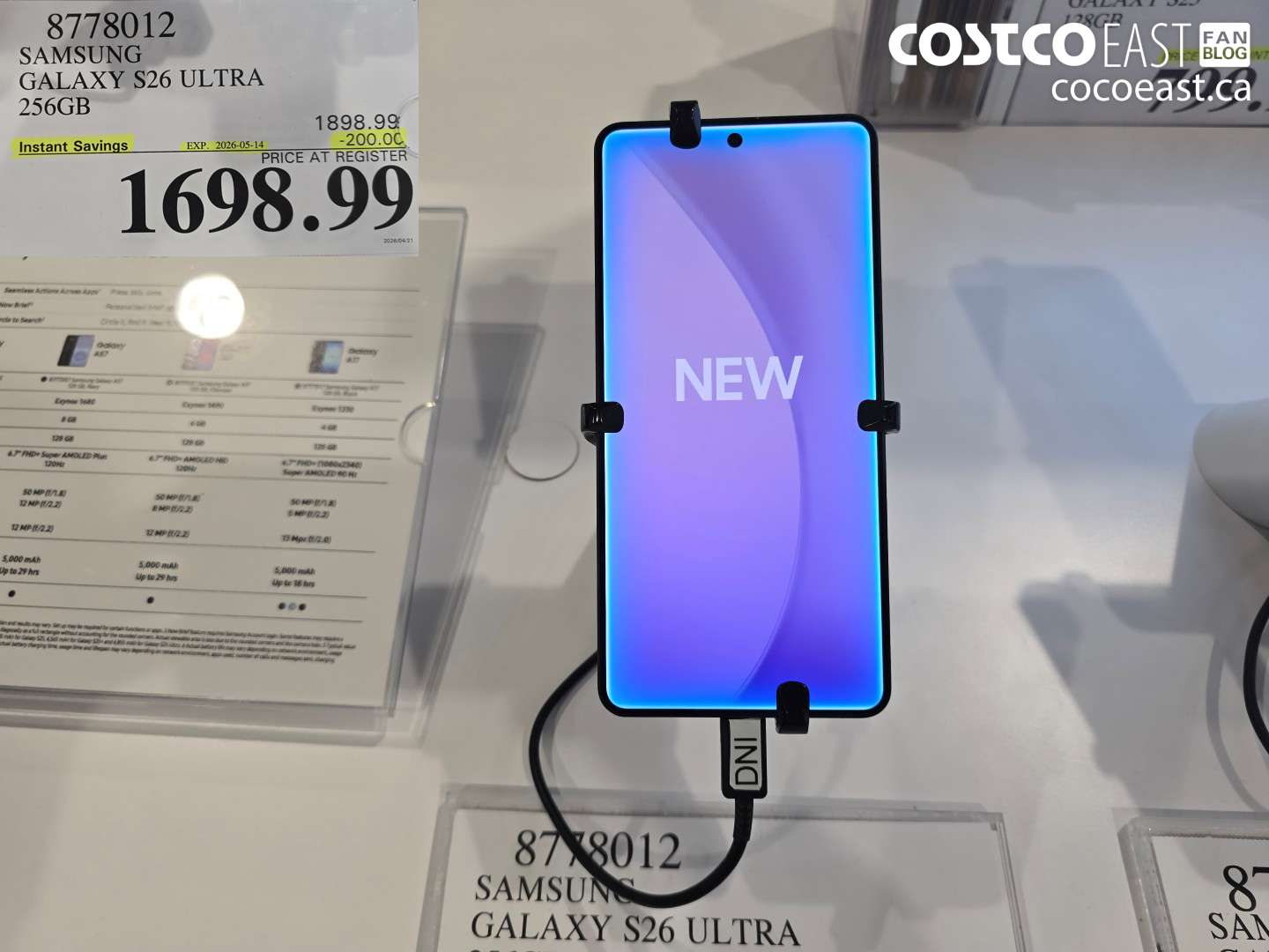 8778012 SAMSUNG GALAXY S26 ULTRA 256GB ($200.00 INSTANT SAVINGS EXPIRES ON 2026-05-14) $1698.99