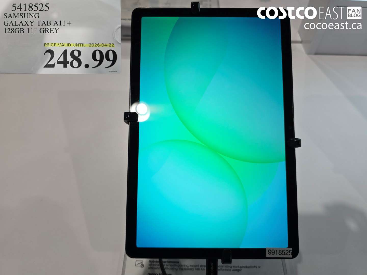 5418525 SAMSUNG GALAXY TAB A11+ 128GB 11IN GREY $248.99