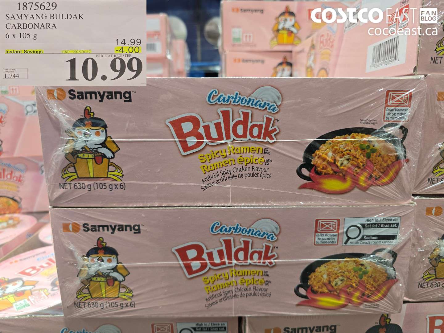 1875629 SAMYANG BULDAK CARBONARA 6 X 105 G ($4.00 INSTANT SAVINGS EXPIRES ON 2026-04-12) $10.99