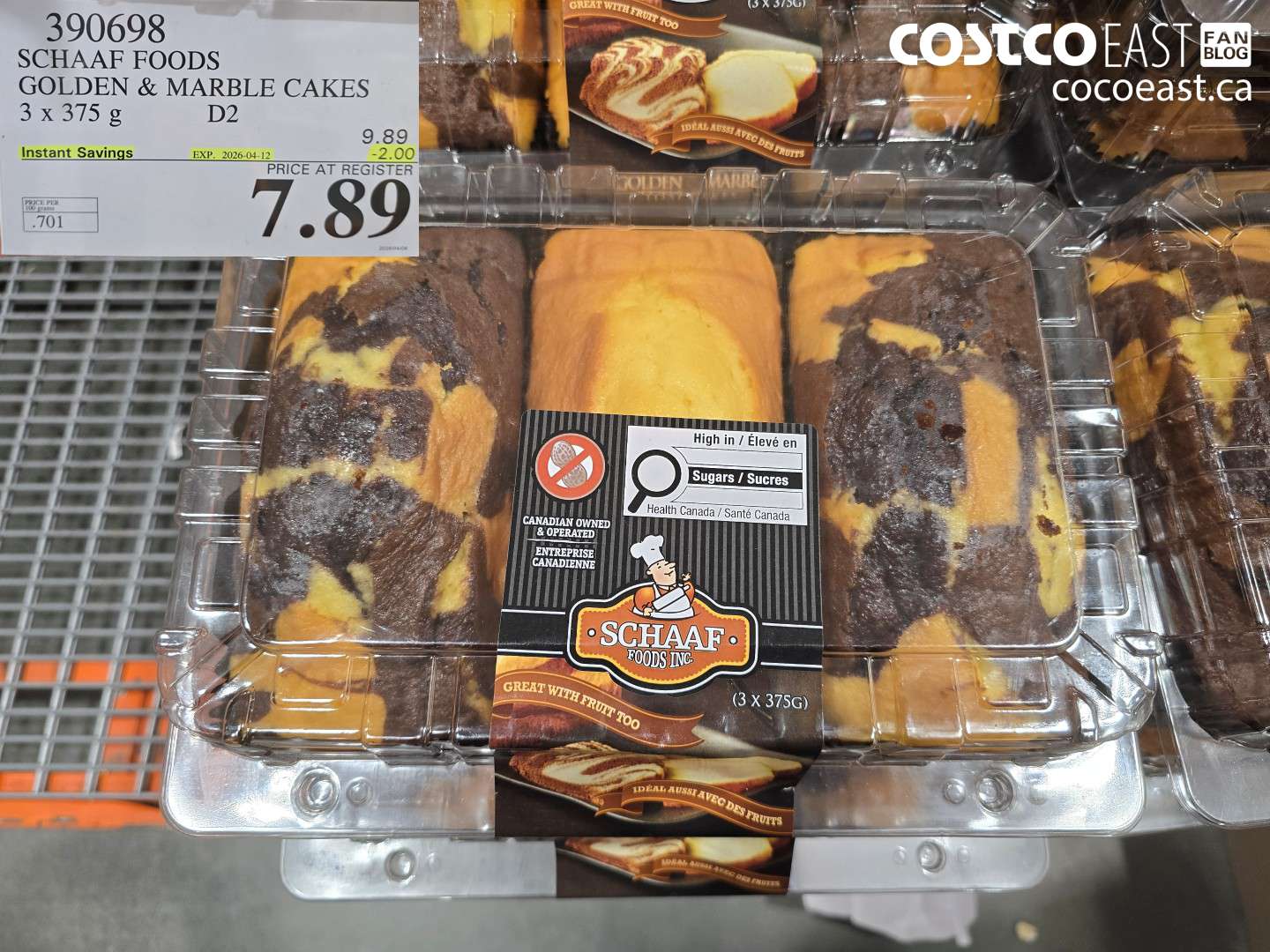 390698 SCHA AF FOODS GOLDEN & MARBLE CAKES 3 X 375 G ($2.00 INSTANT SAVINGS EXPIRES ON 2026-04-12) $7.89