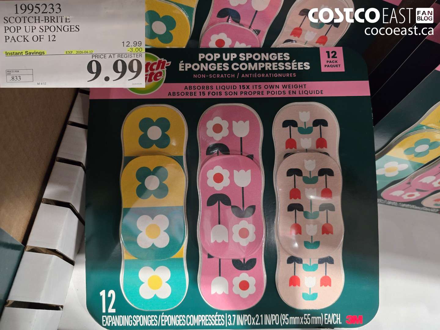 1995233 SCOTCH-BRITE POP UP SPONGES PACK OF 12 ($3.00 INSTANT SAVINGS EXPIRES ON 2026-04-12) $9.99