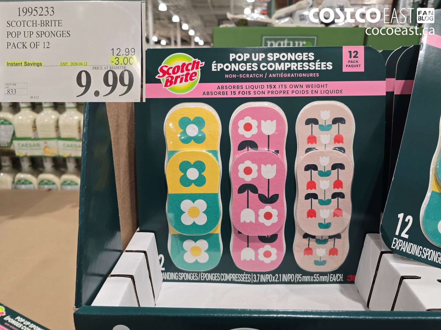 1995233 SCOTCH-BRITE POP UP SPONGES PACK OF 12 ($3.00 INSTANT SAVINGS EXPIRES ON 2026-04-12) $9.99