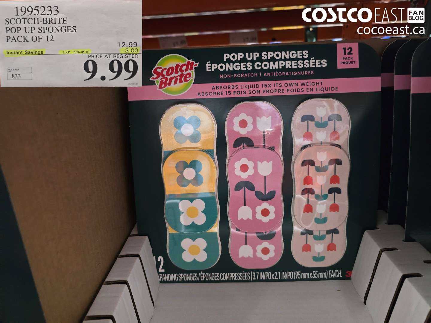 1995233 SCOTCH-BRITE POP UP SPONGES PACK OF 12 ($3.00 INSTANT SAVINGS EXPIRES ON 2026-05-10) $9.99