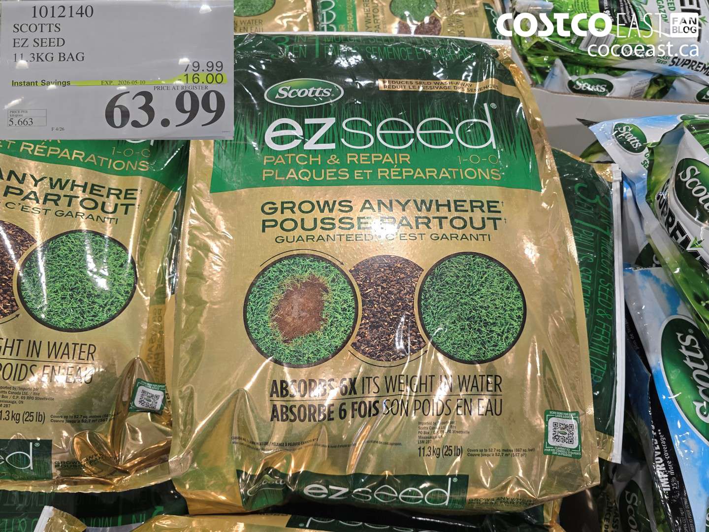1012140 SCOTTS EZ SEED 11.3KG BAG ($16.00 INSTANT SAVINGS EXPIRES ON 2026-05-10) $63.99