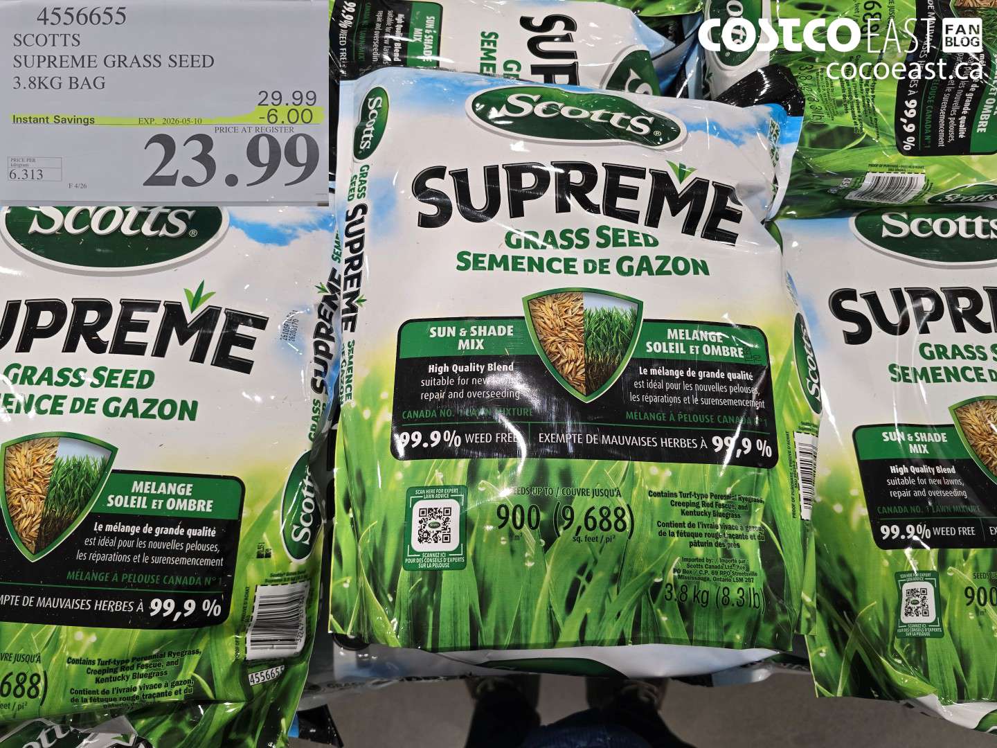 4556655 SCOTTS SUPREME GRASS SEED 3.8KG BAG ($6.00 INSTANT SAVINGS EXPIRES ON 2026-05-10) $23.99