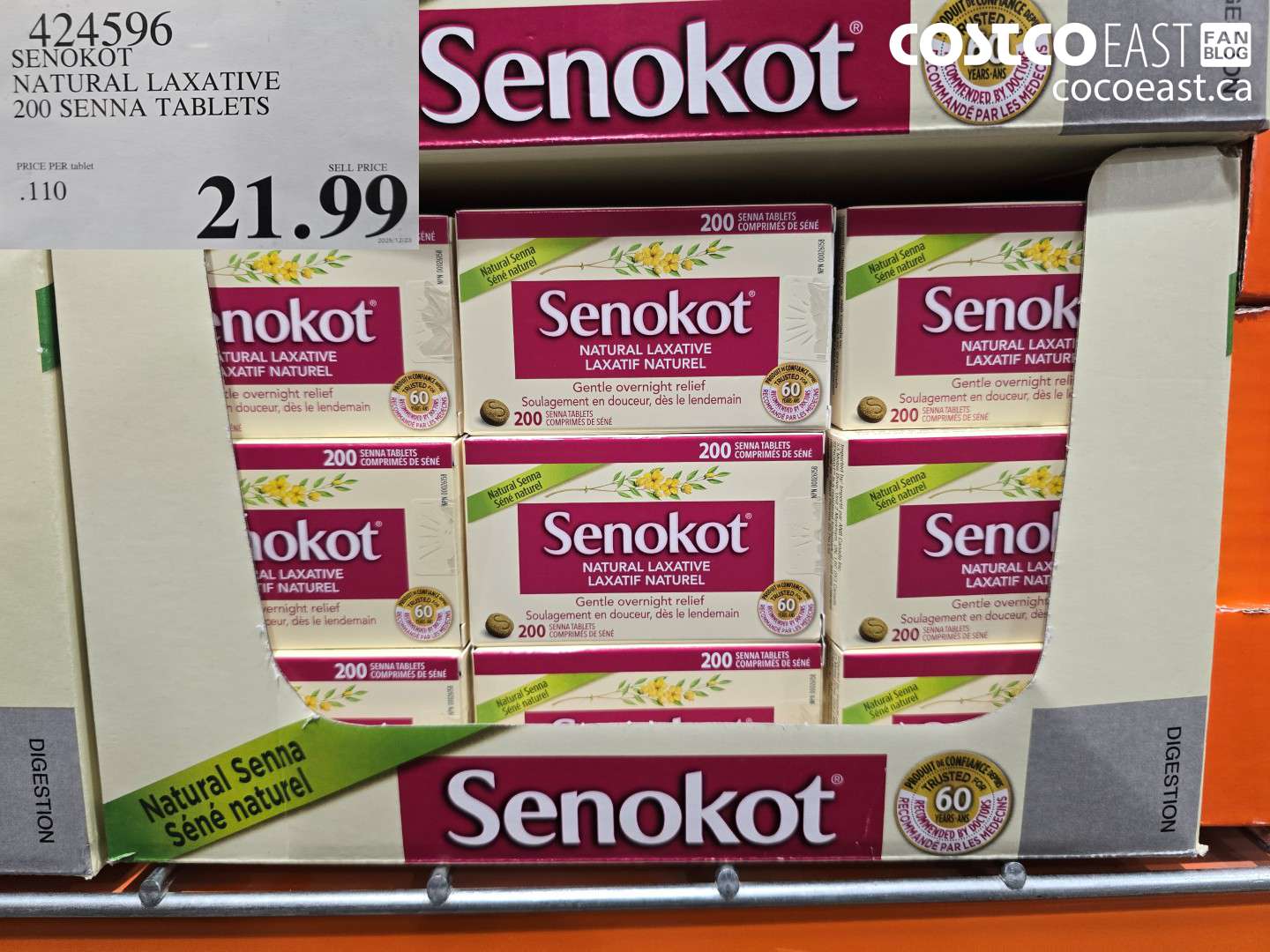 424596 SENOKOT NATURAL LAXATIVE 200 SENNA TABLETS $21.99