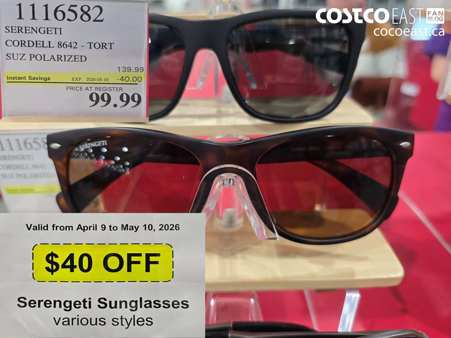 116582 SERENGETI CORDELL 8642 - TORT SUZ POLARIZED ($40.00 INSTANT SAVINGS EXPIRES ON 2026-05-10) $99.00