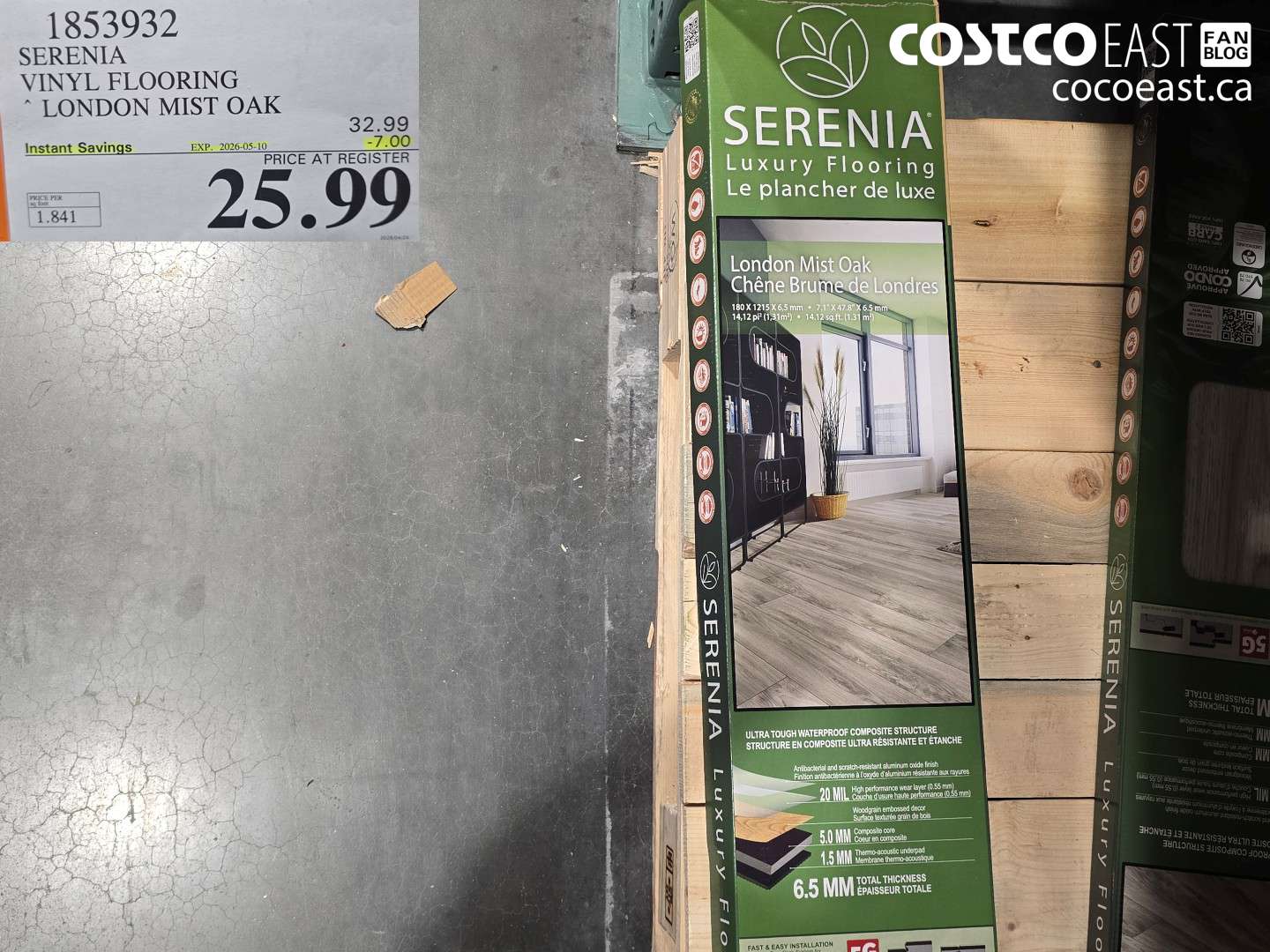 1853932 SERENIA VINYL FLOORING LONDON MIST OAK ($7.00 INSTANT SAVINGS EXPIRES ON 2026-05-10) $25.99