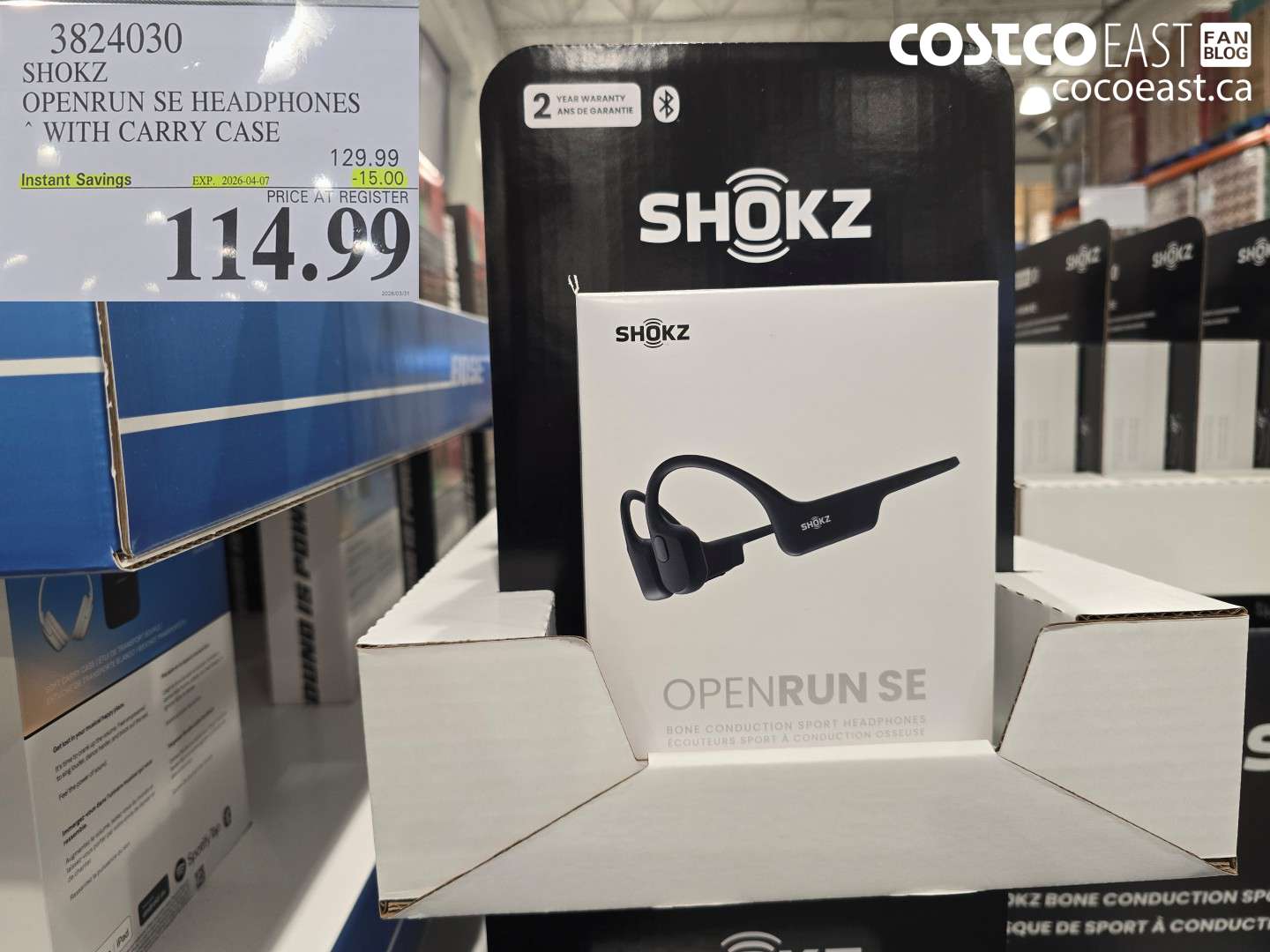 3824030 SHOKZ OPENRUN SE HEADPHONES WITH CARRY CASE ($15.00 INSTANT SAVINGS EXPIRES ON 2026-04-07) $114.99